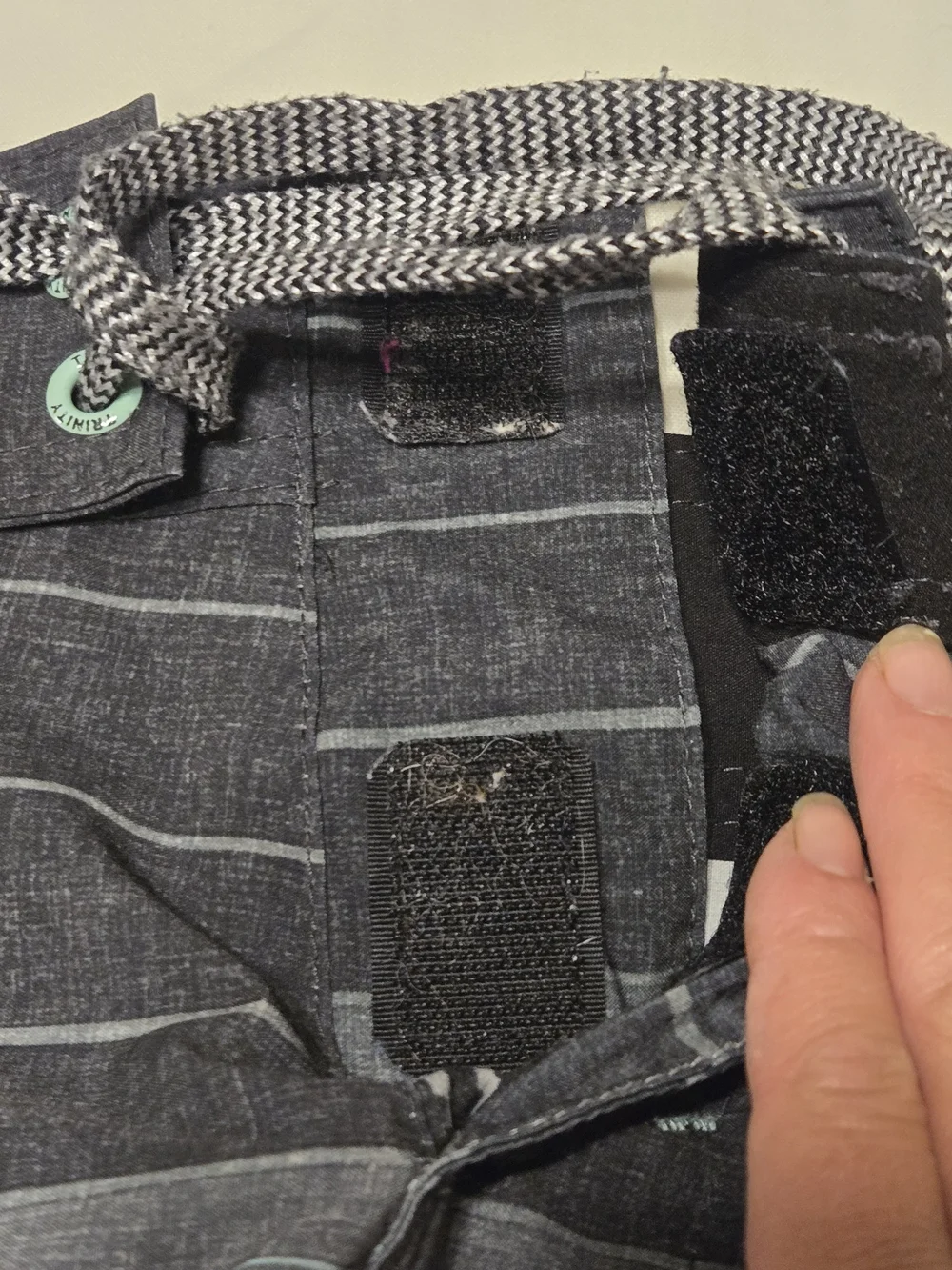 Trinity Black and Gray Striped Men's Board Shorts